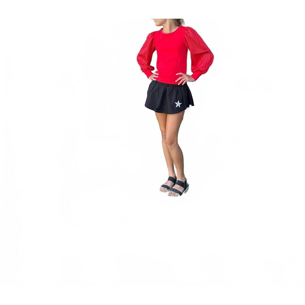 NEW LITTLE OLIN girl's gathered double-layer mini skort in black